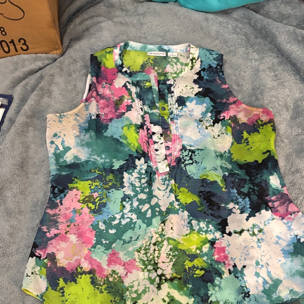 Liz Claiborne Multicolor Abstract Tank Top
